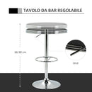 Tavolino da Bar Ø65x66-90 cm in Metallo e Similpelle Nero