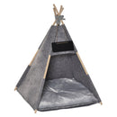 Tenda Cuccia per Gatti e Cani Piccoli 58x58x80 cm in Feltro Peluche Grigio