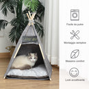 Tenda Cuccia per Gatti e Cani Piccoli 58x58x80 cm in Feltro Peluche Grigio