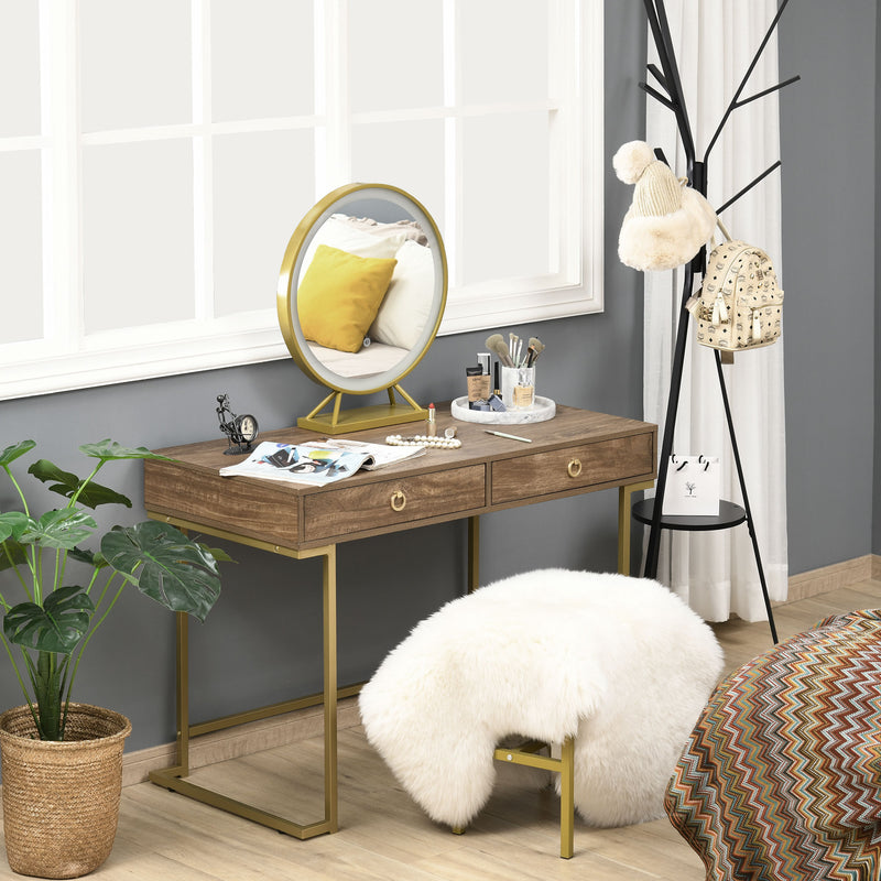 Consolle Ingresso 2 Cassetti 110x55x76 cm in Metallo e MDF Marrone e Oro