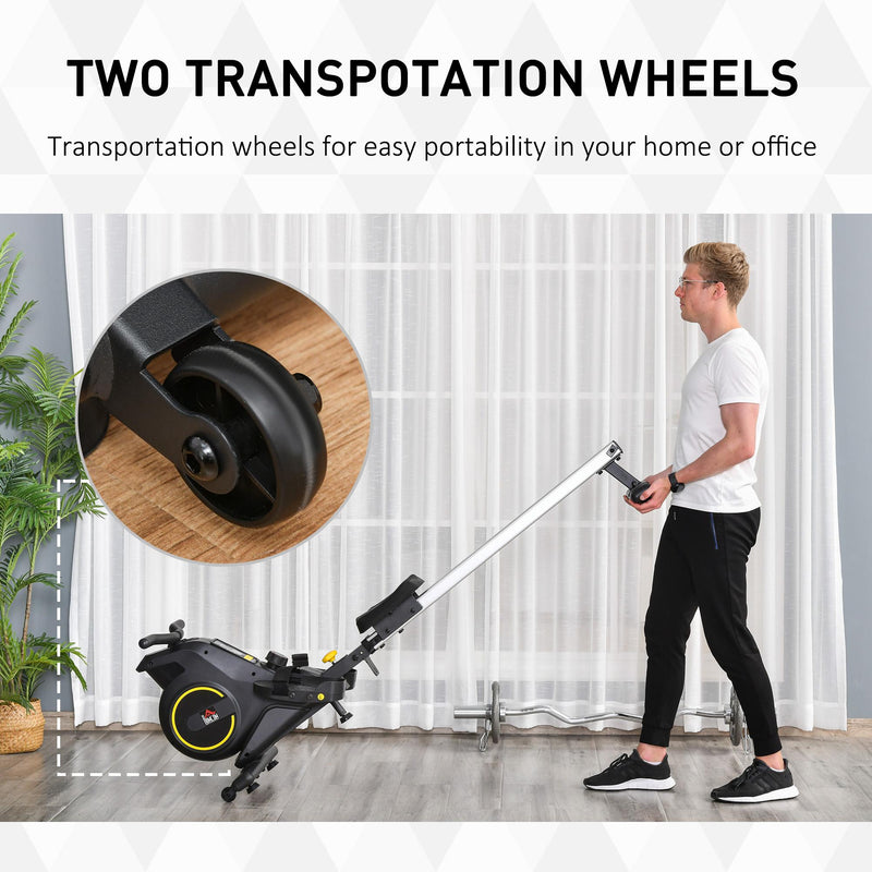 Vogatore Magnetico Pieghevole con Volano 8 Livelli e Monitor LCD Nero