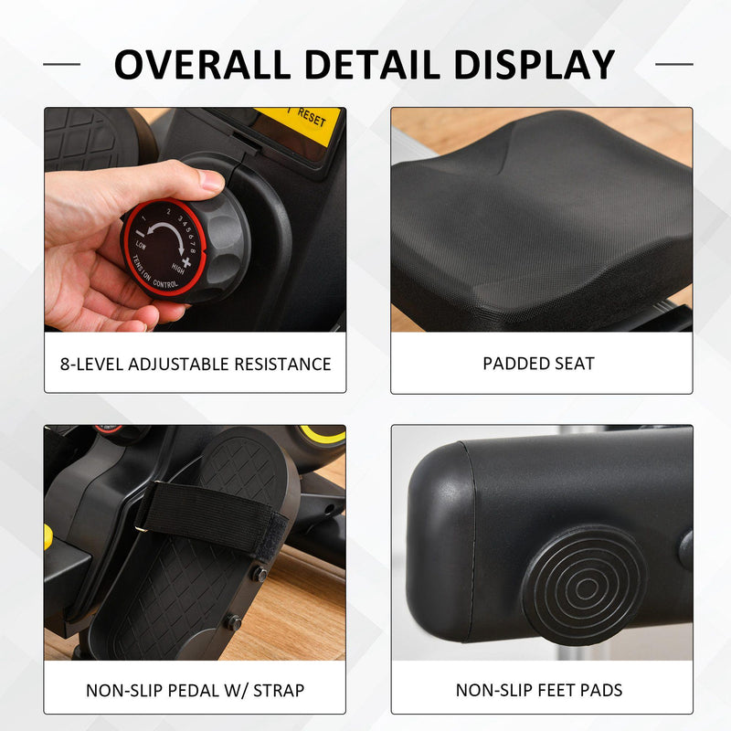 Vogatore Magnetico Pieghevole con Volano 8 Livelli e Monitor LCD Nero