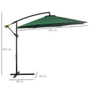Ombrellone da Giardino in Acciaio Ø3x2,5 m  Rex Verde