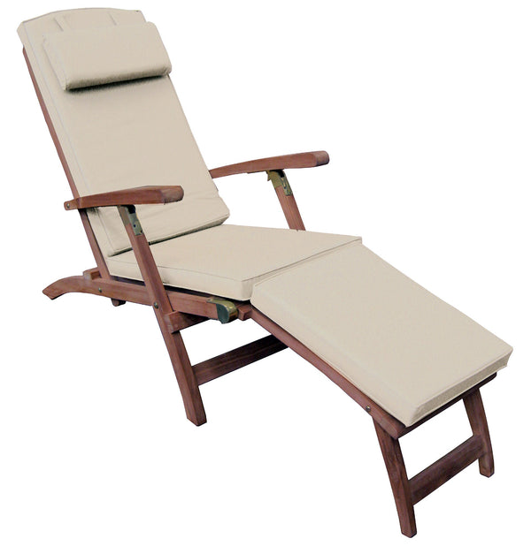 Chaise longue de jardin en bois de teck avec coussin vapeur Vorghini online