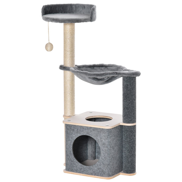 Arbre à chat à plusieurs niveaux 48x34x95 cm avec maison et cordes en sisal gris sconto