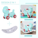 Cavallo a Dondolo 2 in 1 con Ruote e Giochi Sonori in Plastica