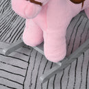 Cavallo a Dondolo in Peluche e Legno con Orsetto e Suoni Rosa