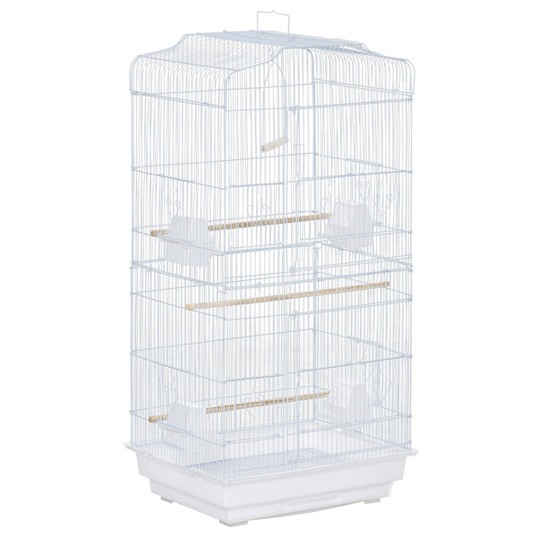 prezzo Cage à Oiseaux Volière 46,5x35,5x92 cm en Métal et Plastique Blanc