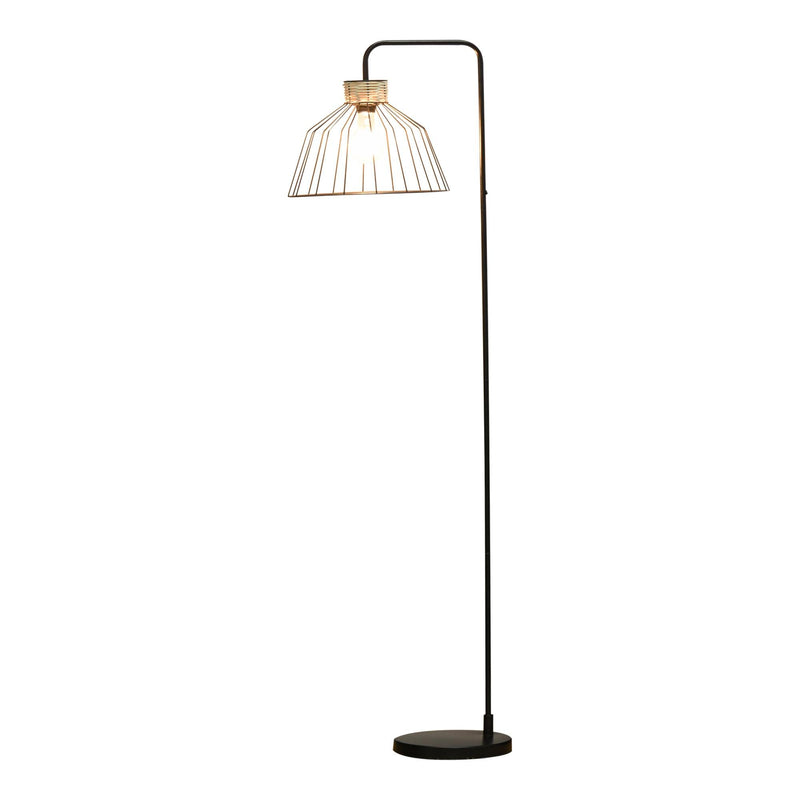 Lampada da Terra 44x34x154 cm in Metallo e Rattan Nero
