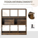 Libreria 3 Ripiani 8 Vani 97,5x30x100 cm in MDF Marrone Rustico