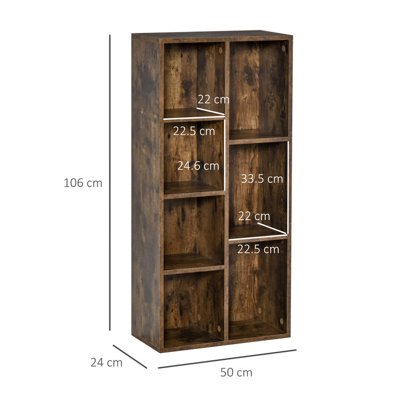 Libreria 5 Ripiani 7 Cubi 50x24x106 cm in MDF Marrone Rustico