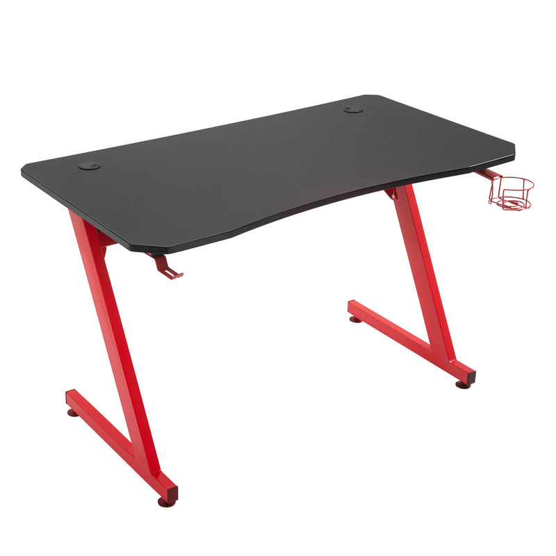 Scrivania Gaming 120x65x74,5 cm in Legno e Acciaio  Rosso e Nera