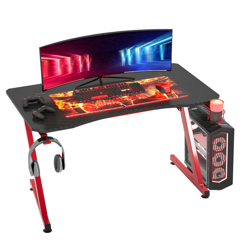 Scrivania Gaming 120x65x74,5 cm in Legno e Acciaio  Rosso e Nera