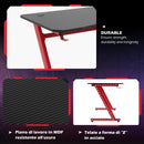 Scrivania Gaming 120x65x74,5 cm in Legno e Acciaio  Rosso e Nera