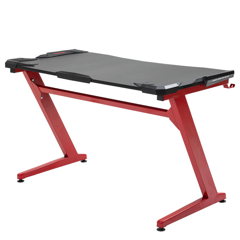 Scrivania Gaming 122x66x96 cm in Metallo e Legno Nero e Rosso