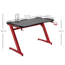 Scrivania Gaming 122x66x96 cm in Metallo e Legno Nero e Rosso