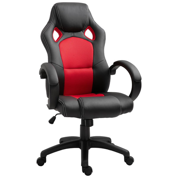 Chaise de jeu ergonomique en similicuir rouge et noir sconto