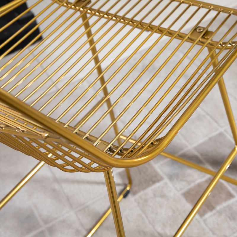 Set 2 Sgabelli Alti da Bar 53x56x110 cm in Metallo Oro