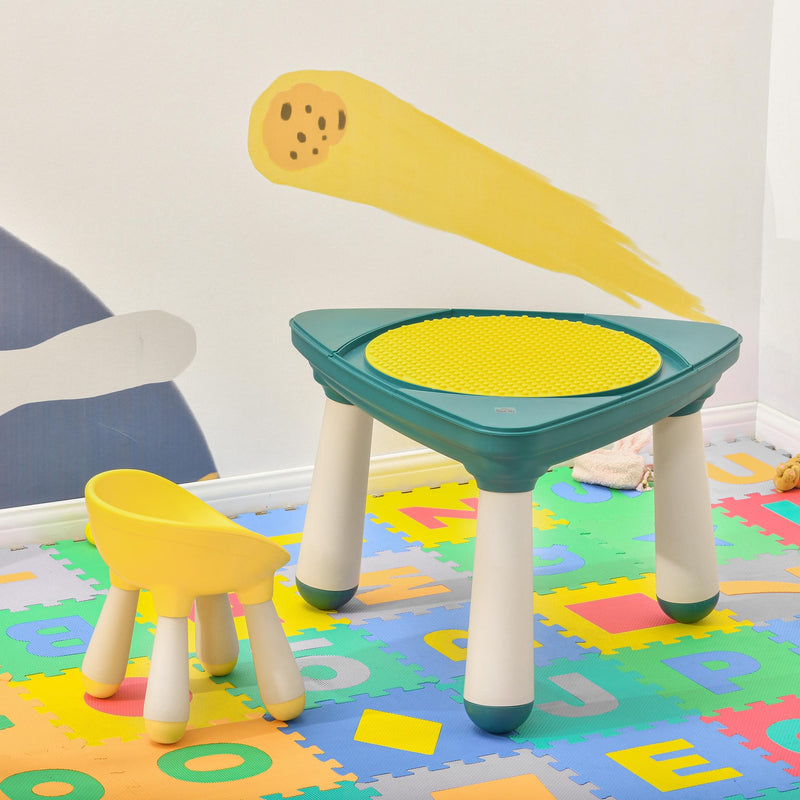 Set Tavolino con Sedia per Bambini in ABS Giallo e Verde