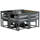 Set Tavolo con 4 Sedie e 4 Sgabelli da Giardino in Alluminio Grigio