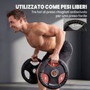 Set Dischi Palestra Olimpici 2x10 kg Ø32x4 cm con Foro Ø50 mm e 3 Maniglie Ergonomiche in Metallo e Gomma Nero      