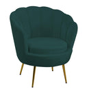 Poltrona Imbottita 73x72xh49/77 cm in Tessuto Velluto Tulipan Blu Petrolio