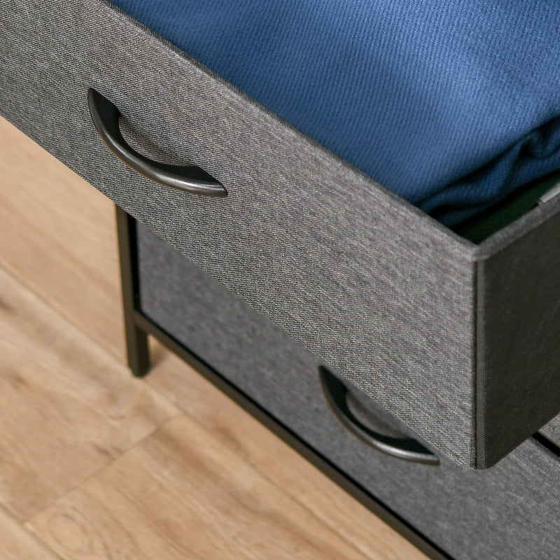 Cassettiera Multiuso con 4 Cassetti in Tessuto 58x29x103 cm Marrone