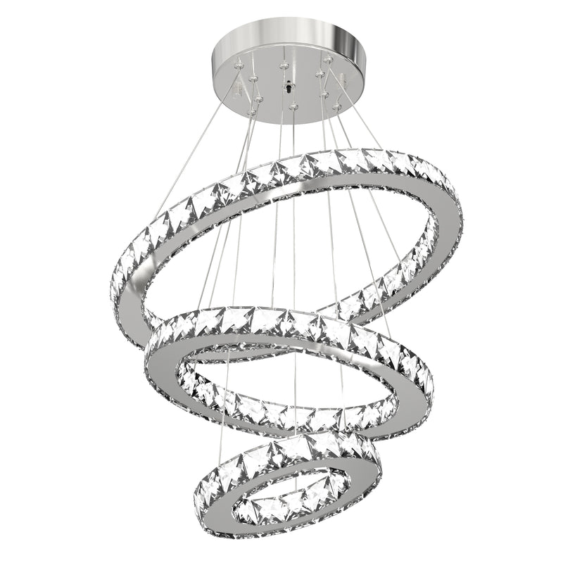 Lampadario a LED con Cristalli Altezza Regolabile 71W 40x120 cm Argento
