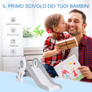 Scivolo per Bambini con 3 Scalini 133x52x58cm Grigio e Bianco
