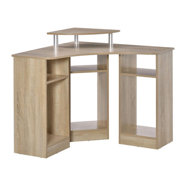 Support PC de bureau d'angle 90x90x83,5 cm Bois Aggloméré Chêne sconto