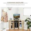 Scrivania Angolare Porta PC 90x90x83,5 cm Legno Truciolato Rovere