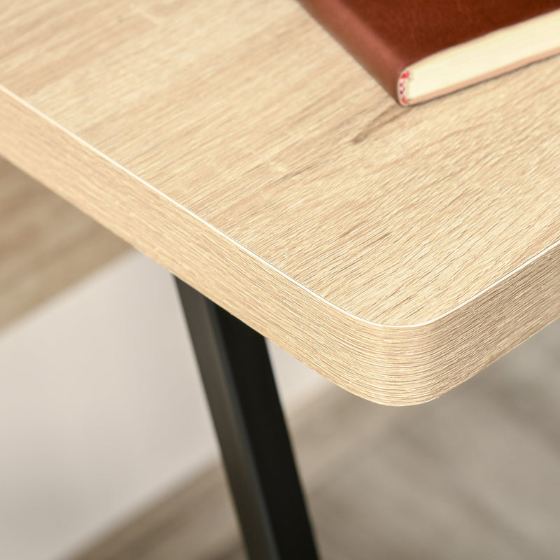 Scrivania con Foro Passacavi 110x48x90 cm in Legno e Metallo Nero