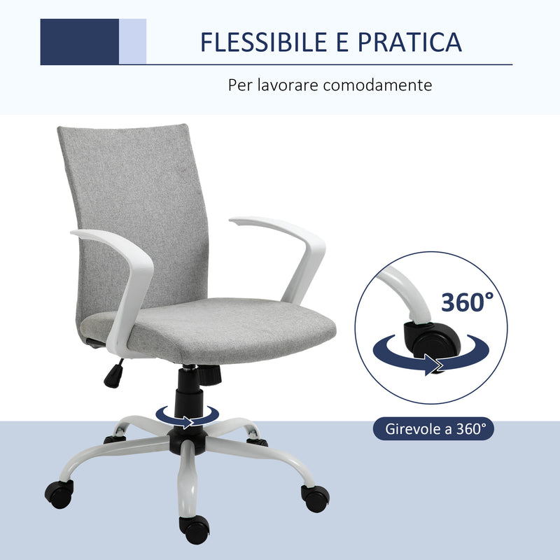Sedia Ergonomica e Girevole da Ufficio in Tessuto Grigio 61x61x89-99 cm
