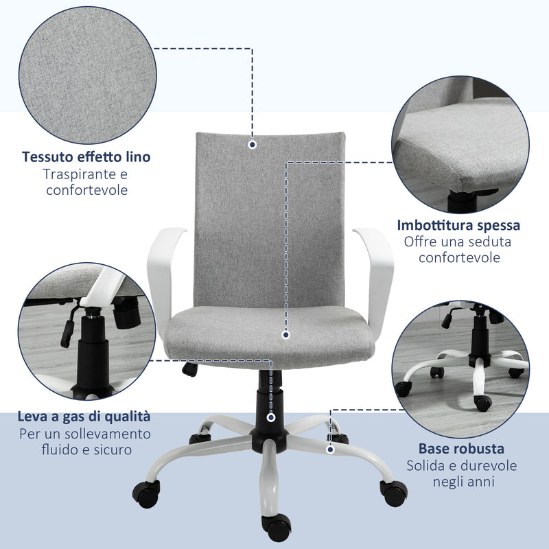 Sedia Ergonomica e Girevole da Ufficio in Tessuto Grigio 61x61x89-99 cm