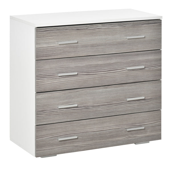 Commode 4 Tiroirs avec Poignées Aluminium et Structure Bois 76x35x72 cm Blanc Gris sconto