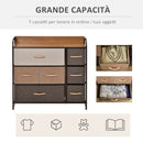 Cassettiera 7 Cassetti in Tessuto 80x29x78.5cm in Legno Multicolore