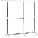Stender Porta Abiti Estensibile 93-172x42x95-162,5 cm in Acciaio