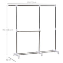 Stender Porta Abiti Estensibile 93-172x42x95-162,5 cm in Acciaio
