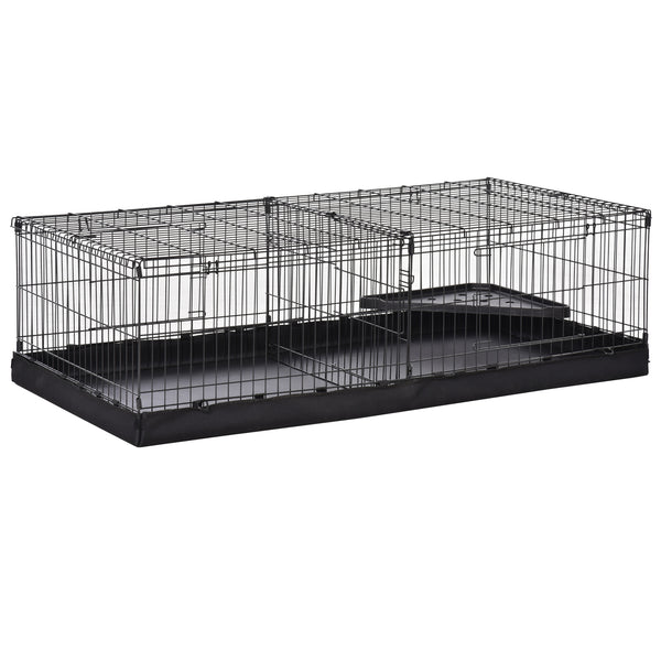 sconto Cage pour Rongeurs 118x59x36 cm en Métal et Toile Noire