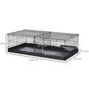 Gabbia per Roditori 118x59x36 cm in Metallo e Tela Nera