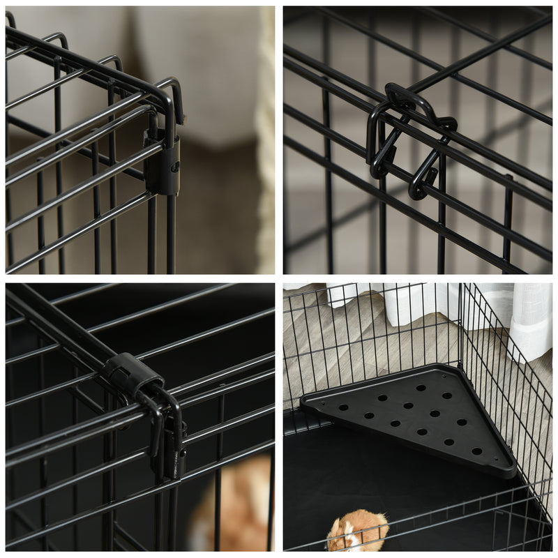 Gabbia per Roditori 118x59x36 cm in Metallo e Tela Nera