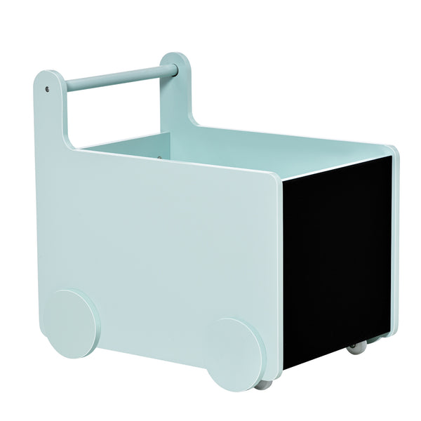 prezzo Chariot à jouets avec tableaux noirs 47x35x45,5 cm en bois MDF bleu clair