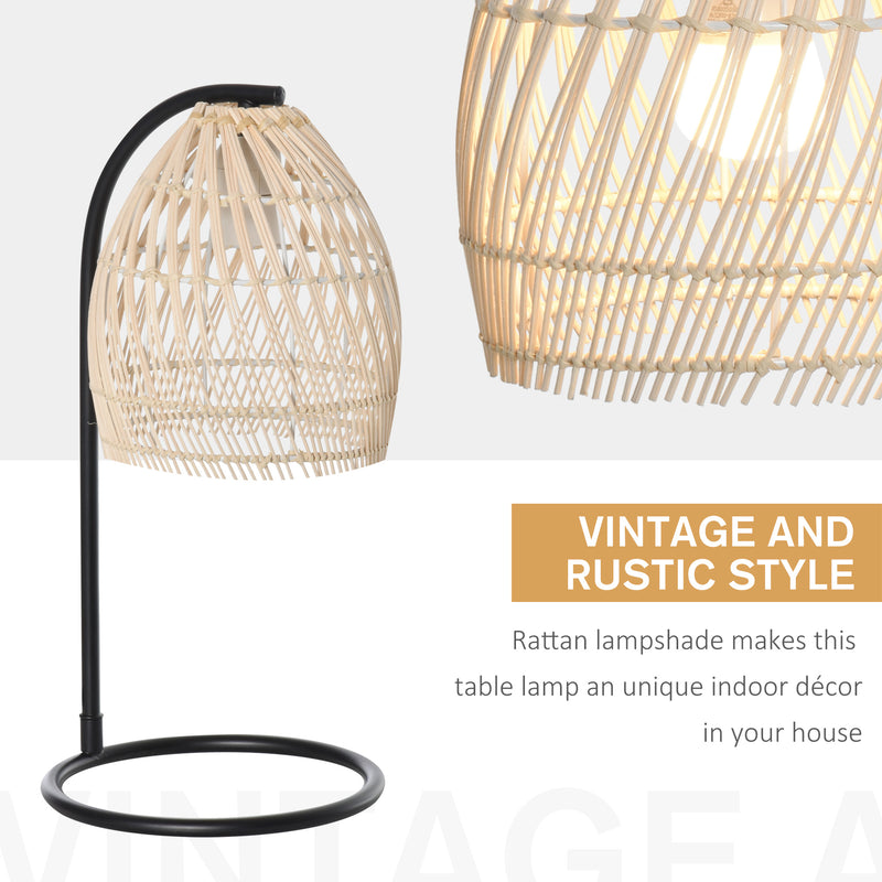 Lampada da Tavolo Ø20x41 cm E27 40W Paralume in Rattan Beige