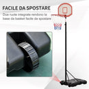 Canestro da Basket da Esterno Altezza Regolabile 175-215 cm in Metallo con Ruote Nero