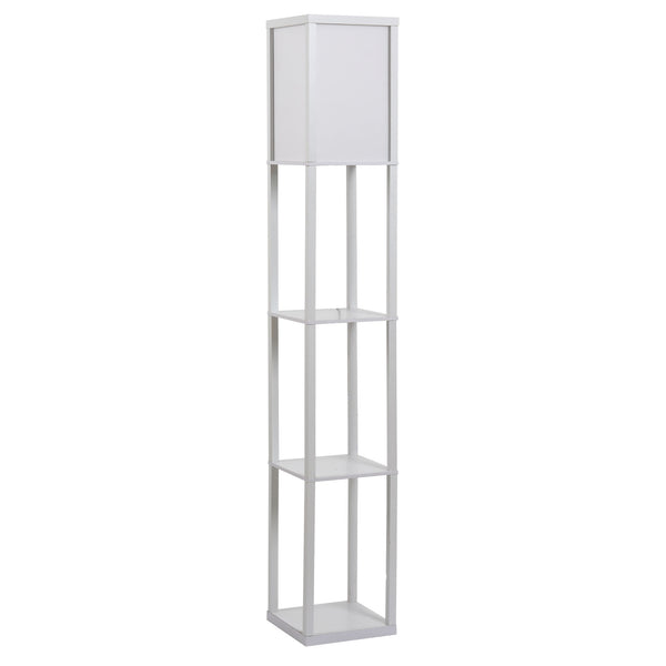 Lampadaire 26x26x160 cm E27 40W avec étagères en MDF Blanc prezzo