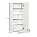 Armadietto per Medicinali 30x20x70 cm con Serratura in Legno e Vetro Bianco