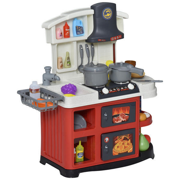 Cuisine jouet pour enfants 56x25,5x61 cm avec ustensiles blancs et rouges sconto