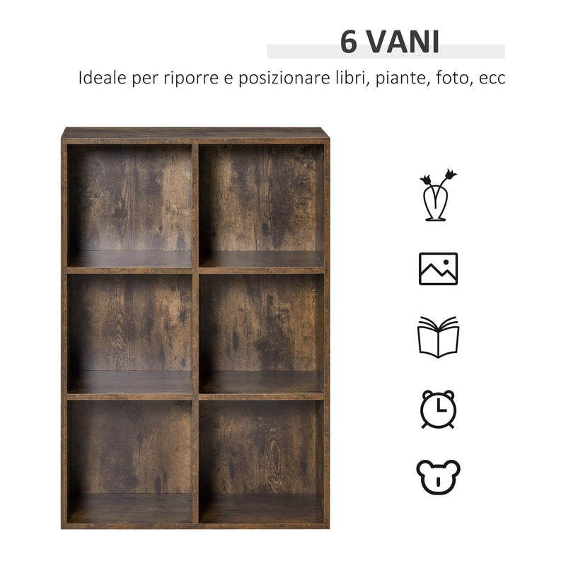 Libreria 6 Ripiani 65,5x30x97,5 cm in Legno Marrone