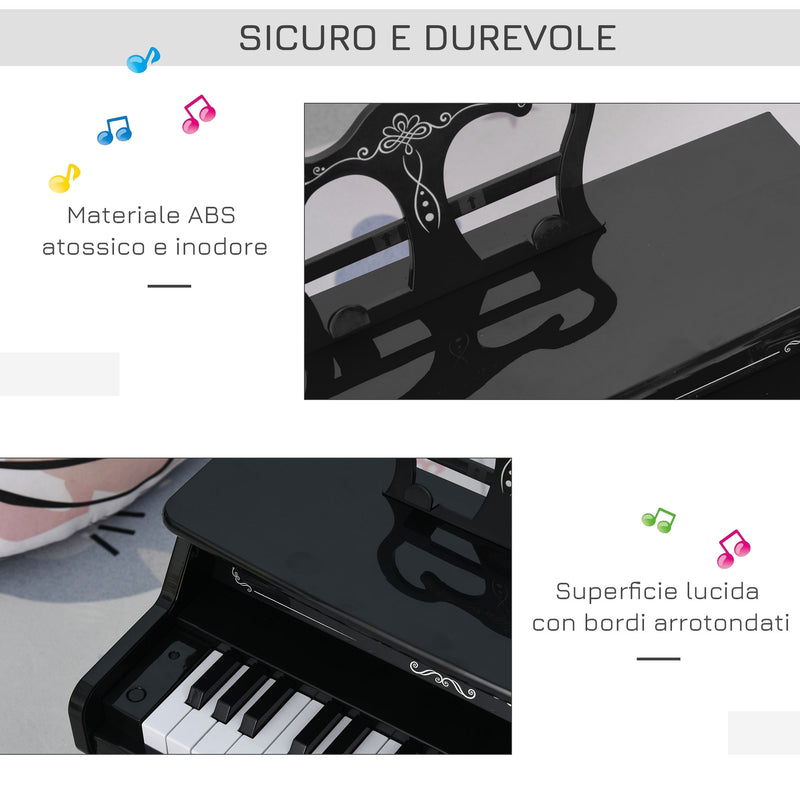 Mini Pianoforte Giocattolo per Bambini  25 Tasti in ABS Nero