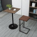 Tavolino da Bar Alto 60x60x103 cm in Metallo e Bambù Noce